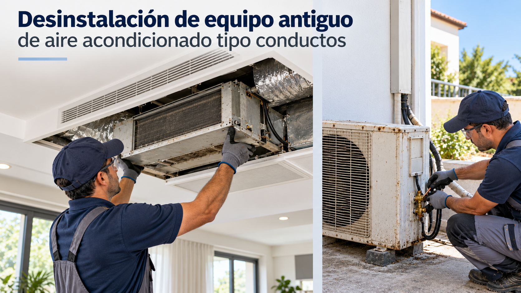 Desinstalación de equipo antiguo de aire acondicionado tipo Conductos